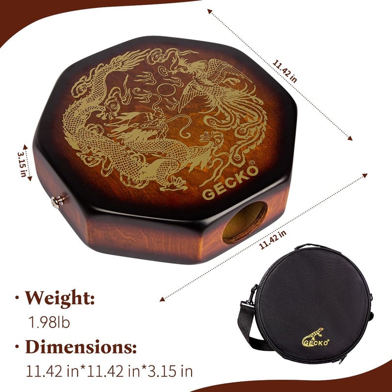 GECKO Octagonal Cajon Drum, Portable Hand Percussion Instrument with Detachable Strap & Carry Bag, Birchwood Body & Rich Sound (No pickup) - Image 4